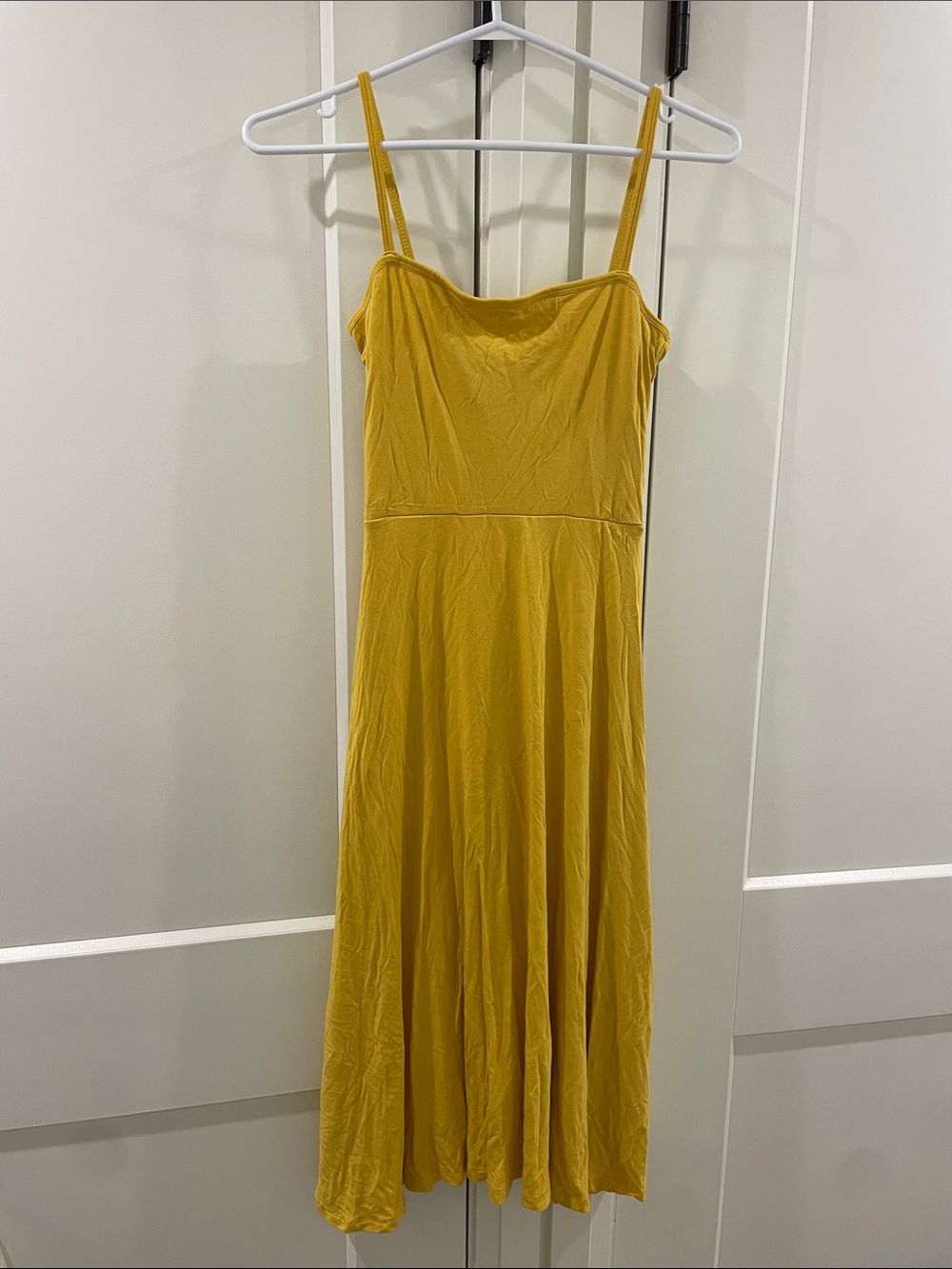 Aritzia Wilfred Mustard Yellow Midi Slip Dress